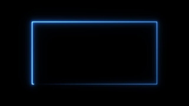 Neon blue color picture frame rectangle animation icon.