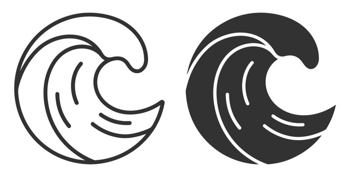 ocean wave icon set vector illustration on transparent background