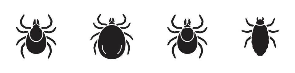Tick insect icon set. Parasite and mite symbol. Lyme disease and encephalitis prevention sign. Vector illustration. EPS 10 © Jeremy_Show