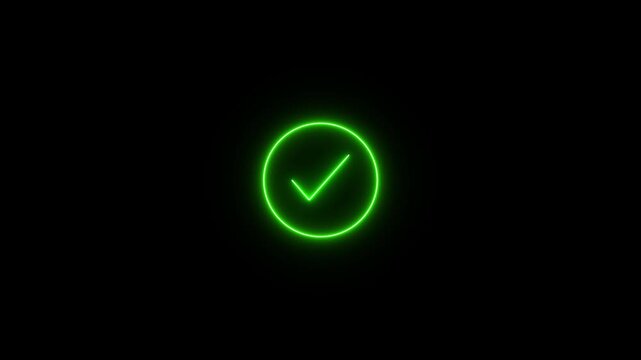 Check mark approval animation with circular confirmation indicator.