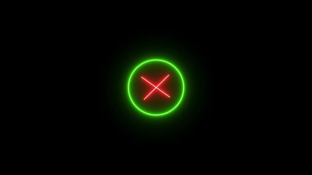 Cross mark approval animation with circular confirmation indicator.