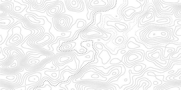 Abstract topographic map background with gray contour lines and white layered elevation curves, minimalist geographic vector pattern design with transparent background style