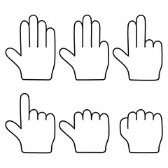 Obraz premium Hand-drawn doodle set of numbers with fingers on a white background.