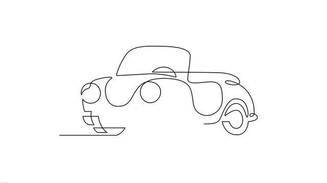 Vintage Car Continuous Line Art Animation for Classic Automotive Design.