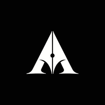 A minimalist black-and-white logo design resembling a sailboat with abstract elements