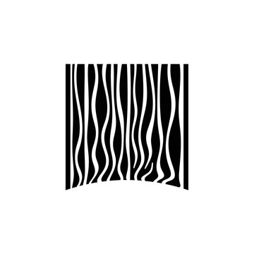 Distorted black and white striped pattern creating visual illusion with wavy lines