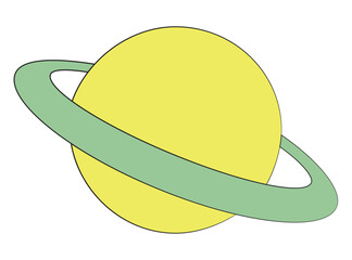 Yellow planet saturn isolated on white background © Vector Club