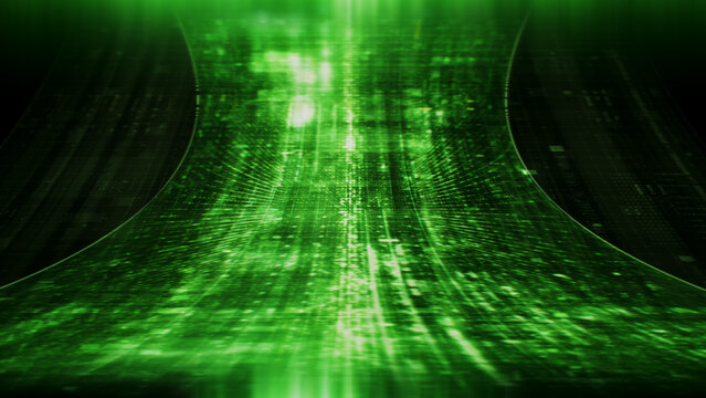 Futuristic screen display matrix, hi-tech digital data telemetry with encrypted numbers, display dynamic background for computer desktop screen display format