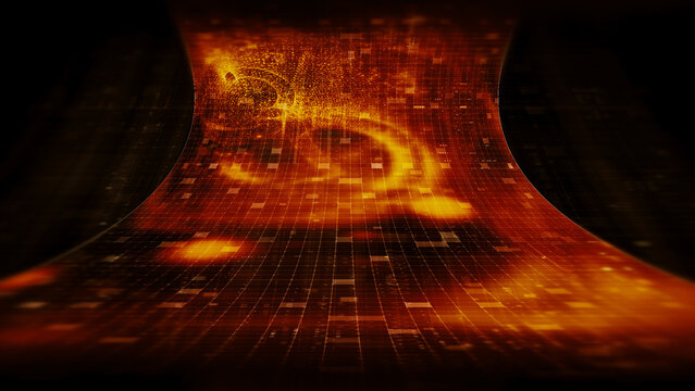 Futuristic screen display matrix, hi-tech digital data telemetry with encrypted numbers, display dynamic background for computer desktop screen display format