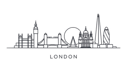 Fototapeta premium London Skyline Silhouette: Iconic Landmarks Vector Art