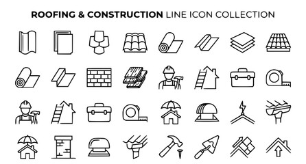 Naklejka premium Roofing Tile Graphic Illustration Line Icon Collection