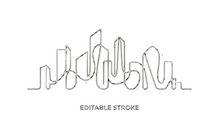 Obraz premium Continuous Line Drawing of a City Skyline, Abstract Urban Landscape, Minimalist Design