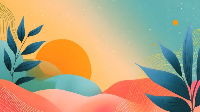 Abstract simply background with natural line arts - autumn theme 