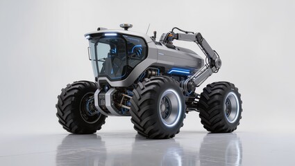 Fototapeta premium Futuristic Agricultural Vehicle Isolated on White Background