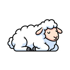 Obraz premium Cartoon sheep sleeping illustration on white background