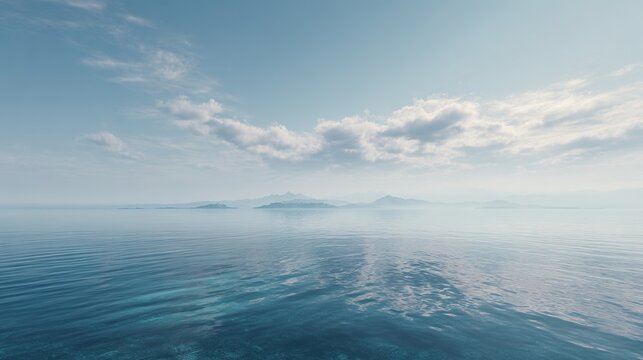 Soft Blue Bay With Floating Cloud Shadows, Ethereal Healing Niche Widescreen