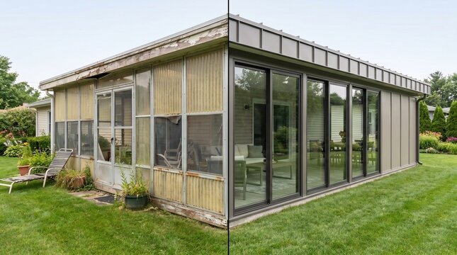Modern Sunroom Renovation Transforming Outdoor Patio Space from Old to New