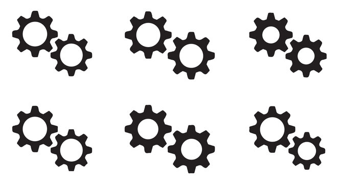 Gear wheels icon set. setting and cogwheel sign. engineering and mechanism symbol.