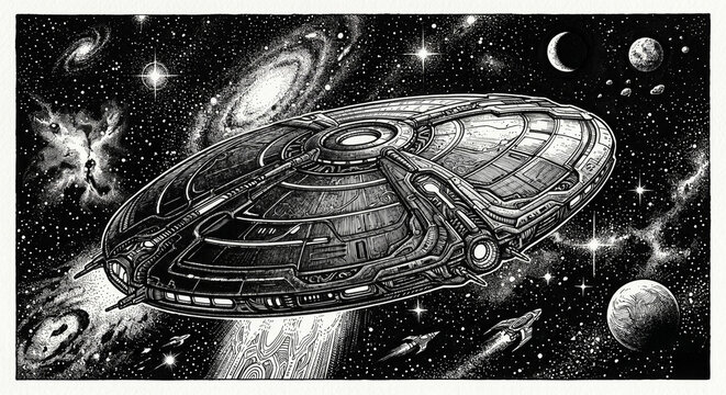Alien ship in space