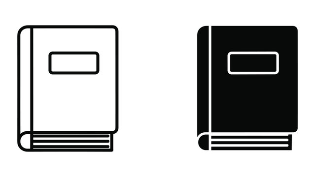 Vector illustration of two book icons in black and white on a white background