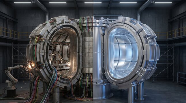 Fusion Reactor Tokamak Under Construction and Completed Stages