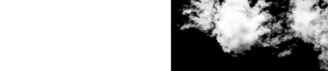 Fototapeta premium Abstract white clouds on black background for design and presentation