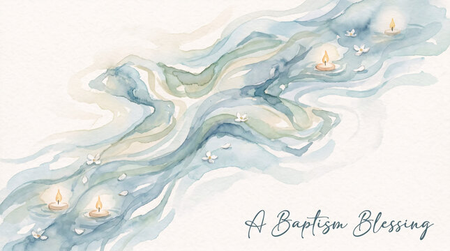 Abstract flowing baptism water soft watercolor background illustration
