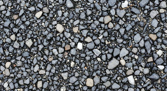 Hypertactile Macro TopDown View of Textured Gray Gravel Stones and Dark Pebbles HighResolution Industrial Background for Construction Road and Landscaping Design