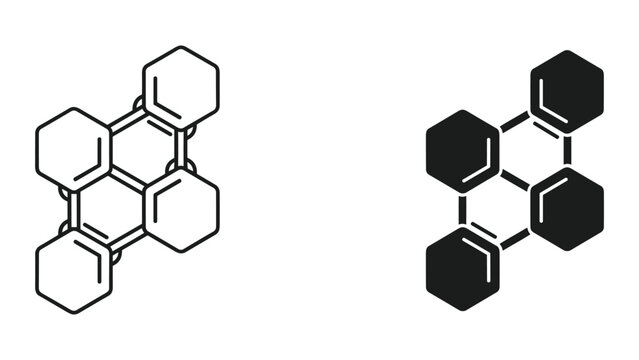 Molecular structure of anthracene in black and white isolated on white background