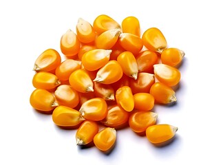 Fototapeta premium An isolated stack of golden maize kernels on a white backdrop