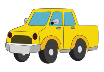 Obraz premium Yellow car cartoon isolated on white background