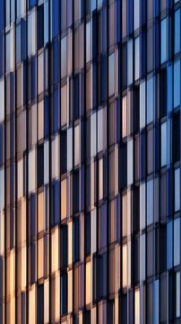 An abstract representation of a building facade showcasing a blend of colors and reflections