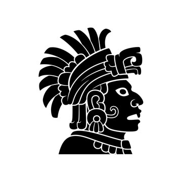 Stylized Silhouette of a Mayan Man with Headdress.