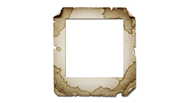 Vintage burnt paper frame with transparent background