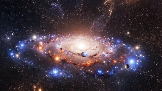 Bright cosmic explosion in colorful starry nebula space