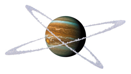 Jupiter planet with swirling rings, isolated on transparent background © Elena