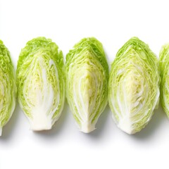 Fototapeta premium Fresh Green Lettuce Heads on a White Background, Perfect for Healthy Recipes, Vegan Diets, and Food Photography