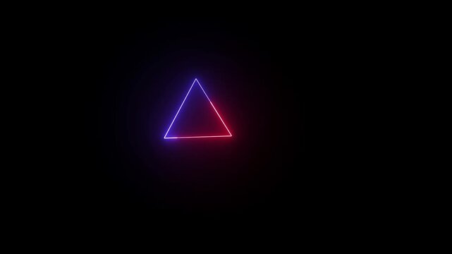 pink and blue Glowing neon triangle frame animation on black background. Glowing Triangle Frame polygon  sign animation.polygon triangle sign animation.