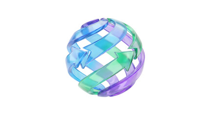 Obraz premium Holographic Globe Arrow Icon Isolated Transparent PNG Suitable for Tech Branding