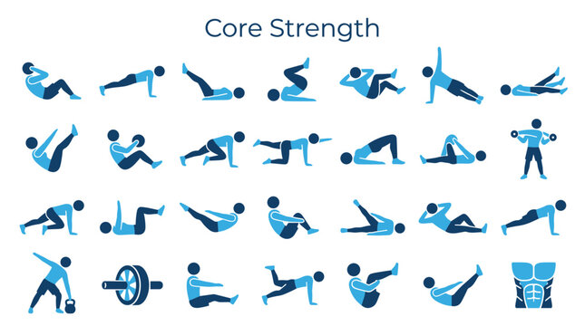 Core Strength Exercises Illustrated: A Comprehensive Visual Guide to Abdominal and Back Muscle Training for Fitness and Health