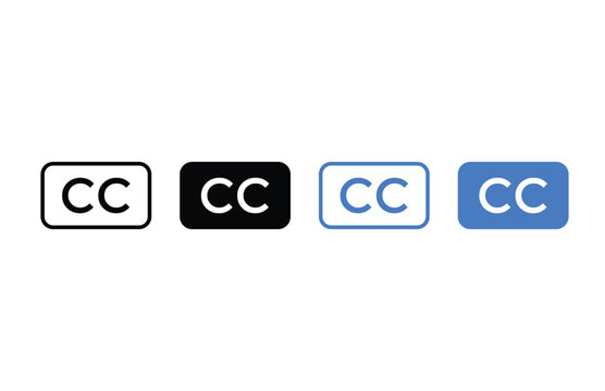 Closed caption icon. Subtitles symbol.  Multimedia and streaming signs. communication symbol. CC button symbols
