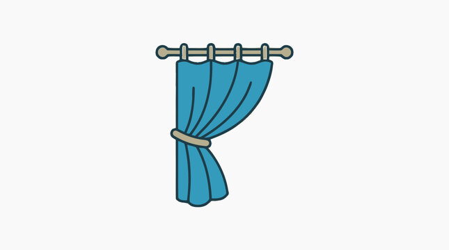 Blue Curtain Tied Back Home Decor.