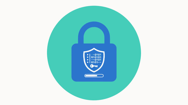 Blue padlock with shield icon.