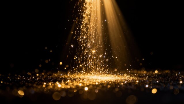 Golden sparkles and light rays