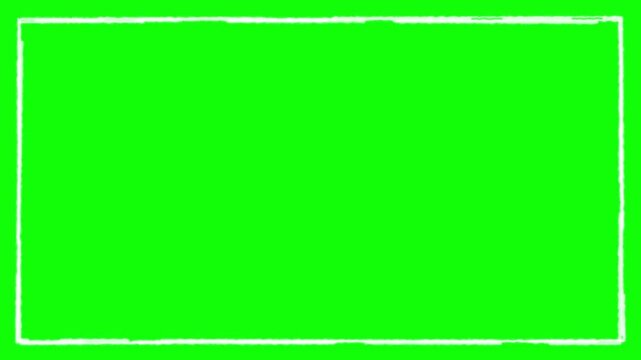 Green Screen White Hand Drawn Rectangle Border Line Frame Animation