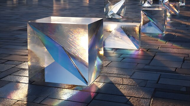 Sophisticated arrangement of large, transparent prisms