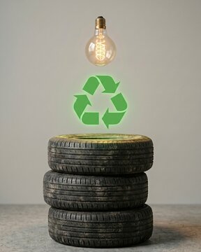 Recycled tire derived fuel TDF creating sustainable energy.