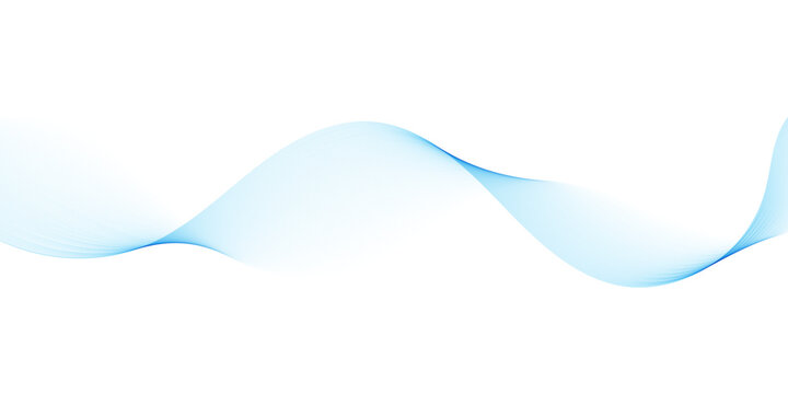 Abstract blue wave lines isolated on white background with flowing curved linear patterns, smooth parallel curves creating elegant motion, balance, and modern technology vector harmony
