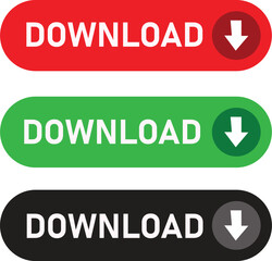 Fototapeta premium Modern Download Button Set with Arrow Icons Vector