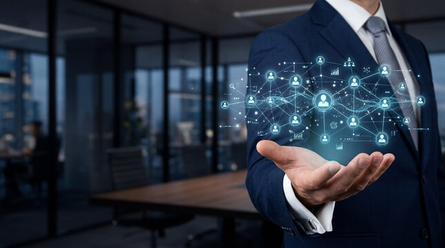 AI talent intelligence workforce analytics recruitment network and leadership management background concept